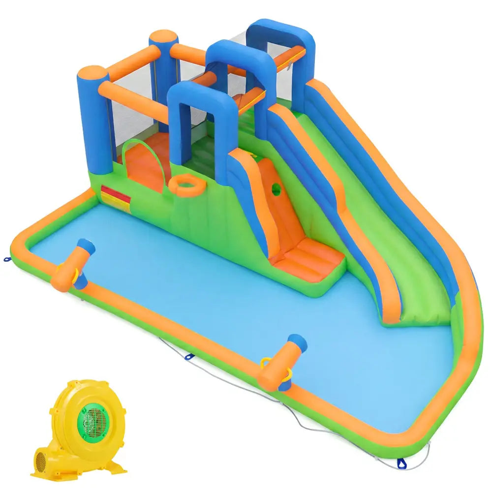 Inflatable Water Slide Park with with 780W Blower and Splash Pool for Yard Party - Inflatable Water Slides