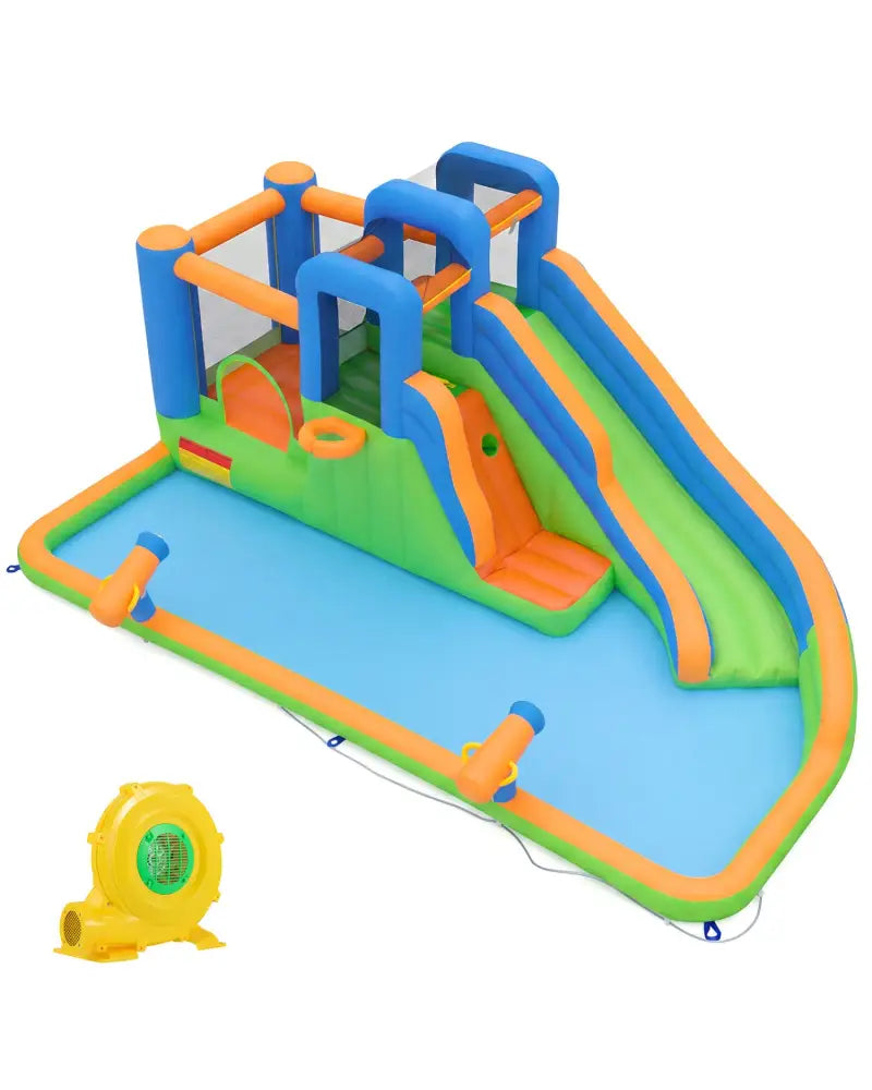 Inflatable Water Slide Park with with 780W Blower and Splash Pool for Yard Party - Inflatable Water Slides