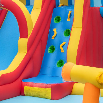 Inflatable Water Slide Water Park with Long Slide and Splash Pools and Ball Pit without Blower - Multicolor - Outdoor
