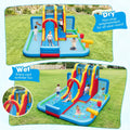 Inflatable Water Slide Water Park with Long Slide and Splash Pools and Ball Pit without Blower - Multicolor - Outdoor