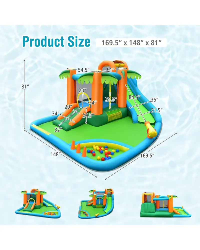 Inflatable Water Slide Park with Upgraded Handrail without Blower - Inflatable Water Slides