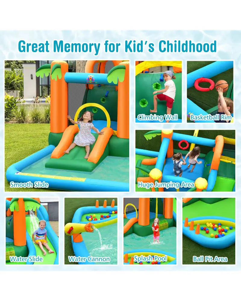 Inflatable Water Slide Park with Upgraded Handrail without Blower - Inflatable Water Slides
