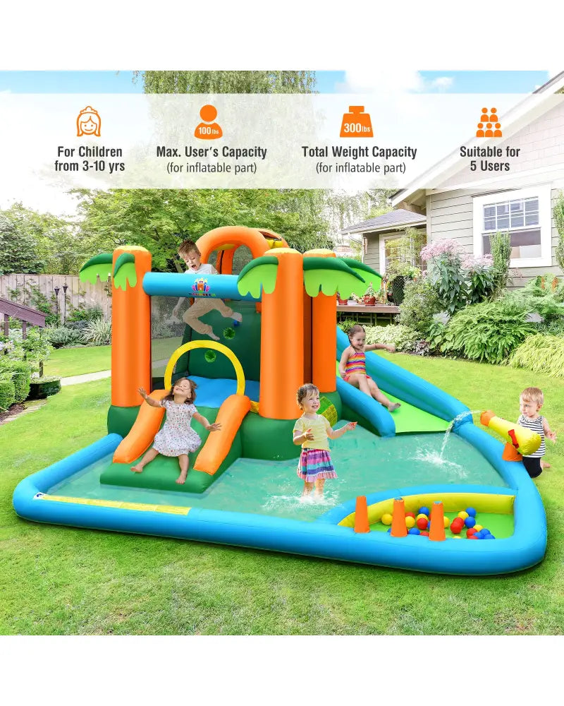 Inflatable Water Slide Park with Upgraded Handrail without Blower - Inflatable Water Slides