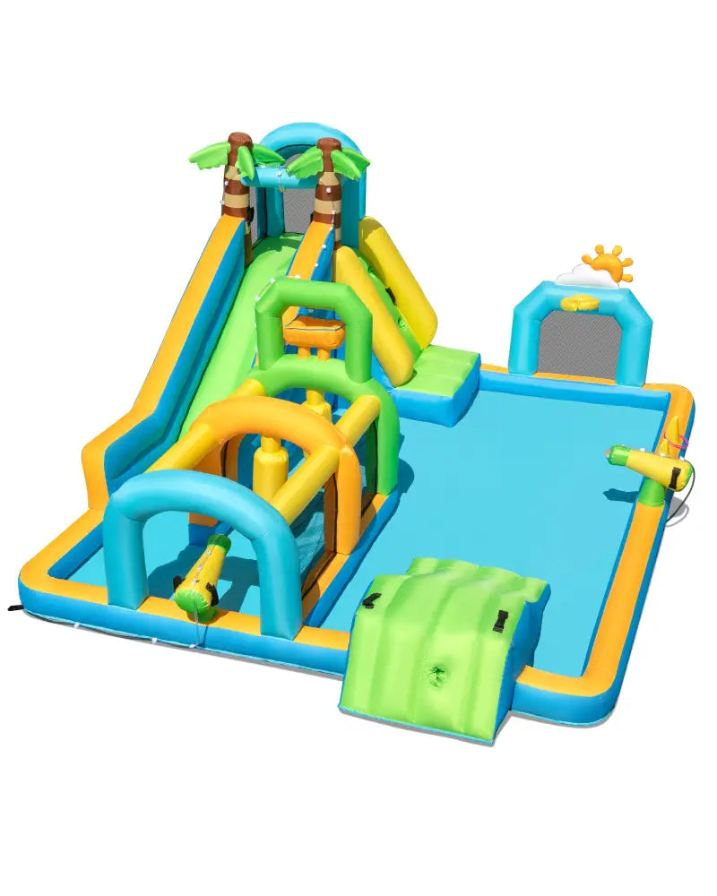 Inflatable Water Slide Tropical Theme Dual Slide Aqua Park Blower Excluded - Inflatable Water Slides