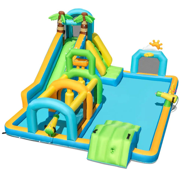 Inflatable Water Slide Tropical Theme Dual Slide Aqua Park Blower Excluded - Inflatable Water Slides