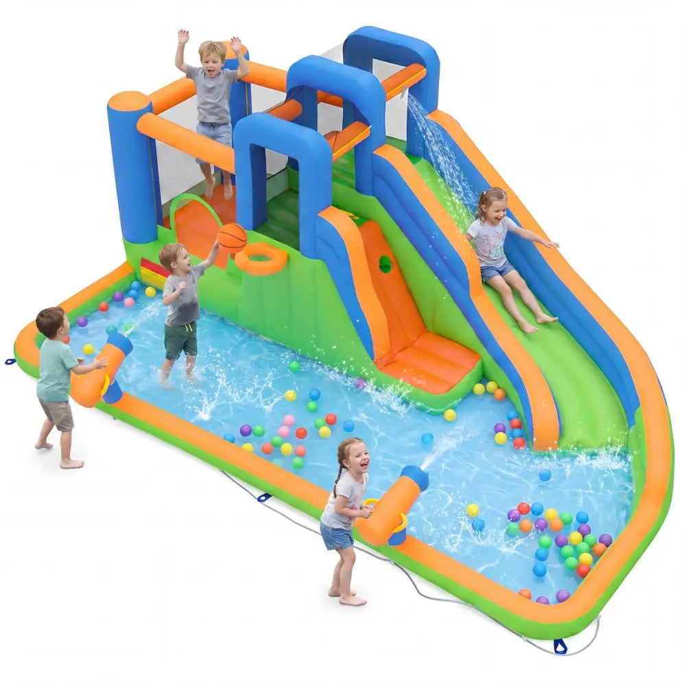 Inflatable Water Slide with Dual Climbing Walls and Blower Excluded - Multicolor - Inflatable Water Slides