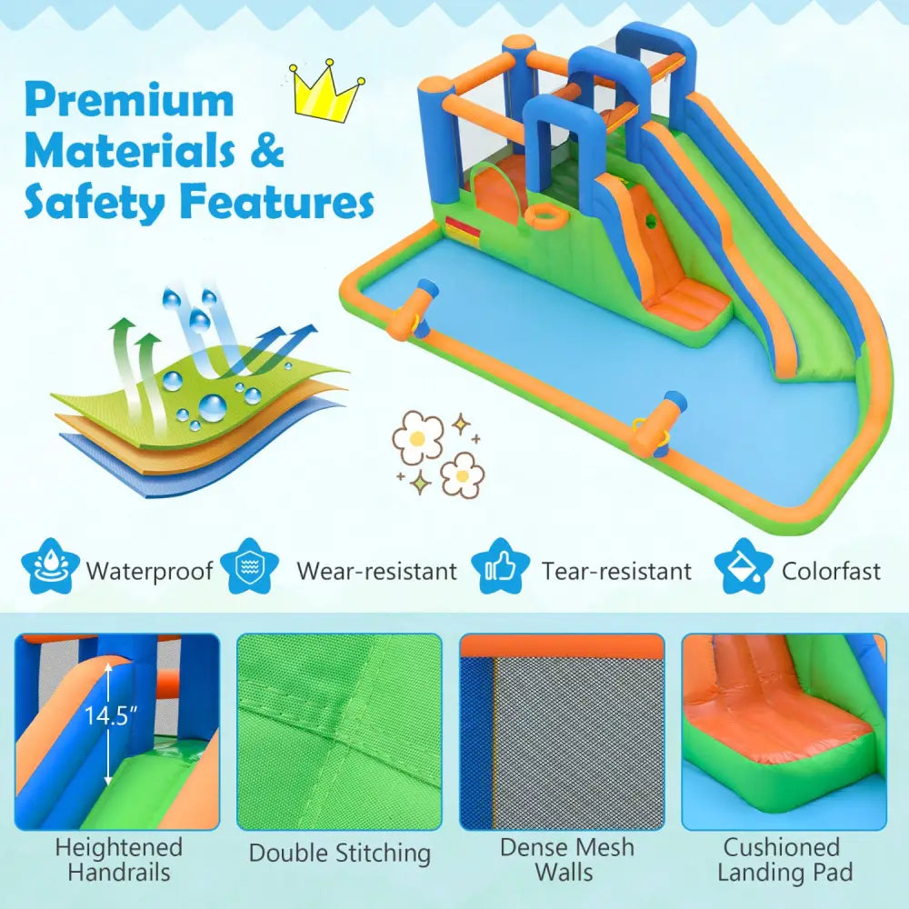 Inflatable Water Slide with Dual Climbing Walls and Blower Excluded - Multicolor - Inflatable Water Slides