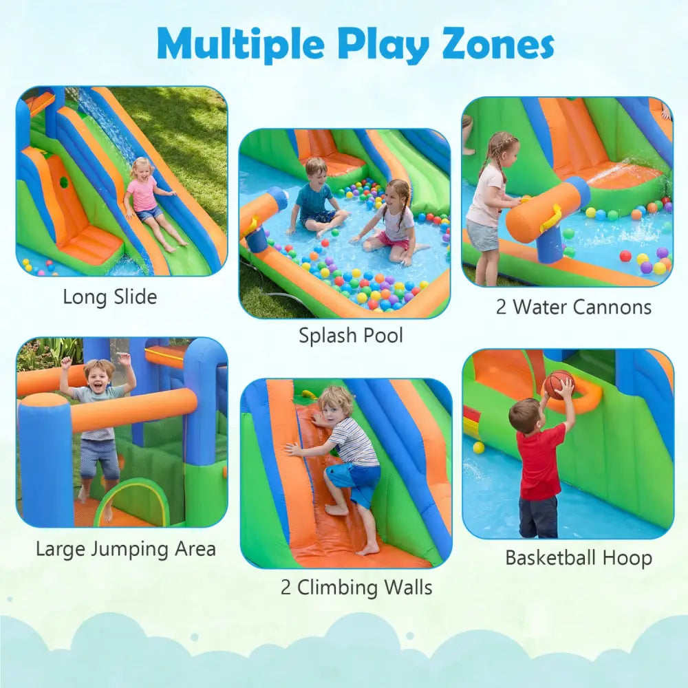 Inflatable Water Slide with Dual Climbing Walls and Blower Excluded - Multicolor - Inflatable Water Slides