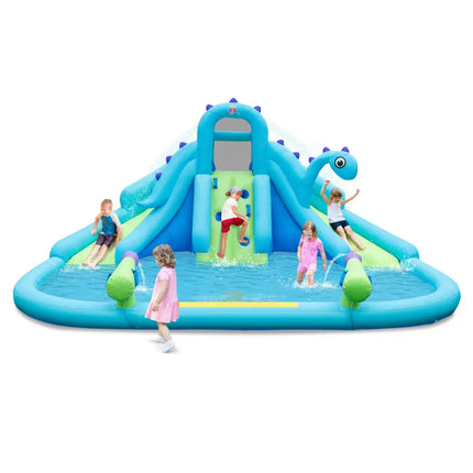 Inflatable Water Slide with Dual Slides and Large Splash Pool (Without Blower) - Blue - Outdoor Play