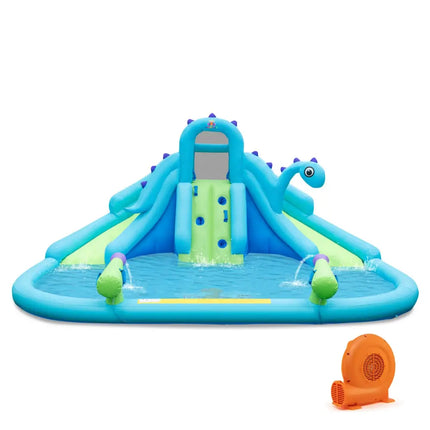 Inflatable Water Slide with Dual Slides and Large Splash Pool and Carry Bag (with 584W Blower) - Blue - Outdoor Play