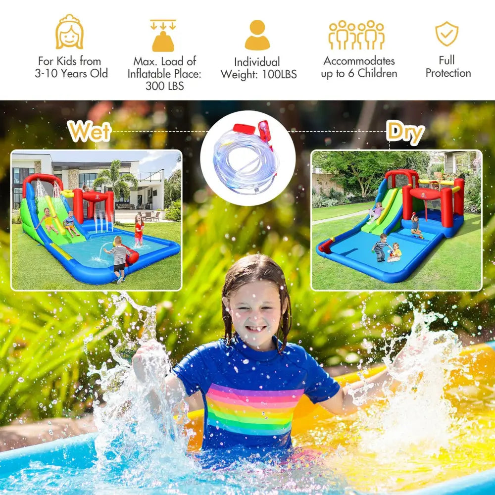 Inflatable Water Slide with Ocean Balls for Kids without Blower - Inflatable Water Slides