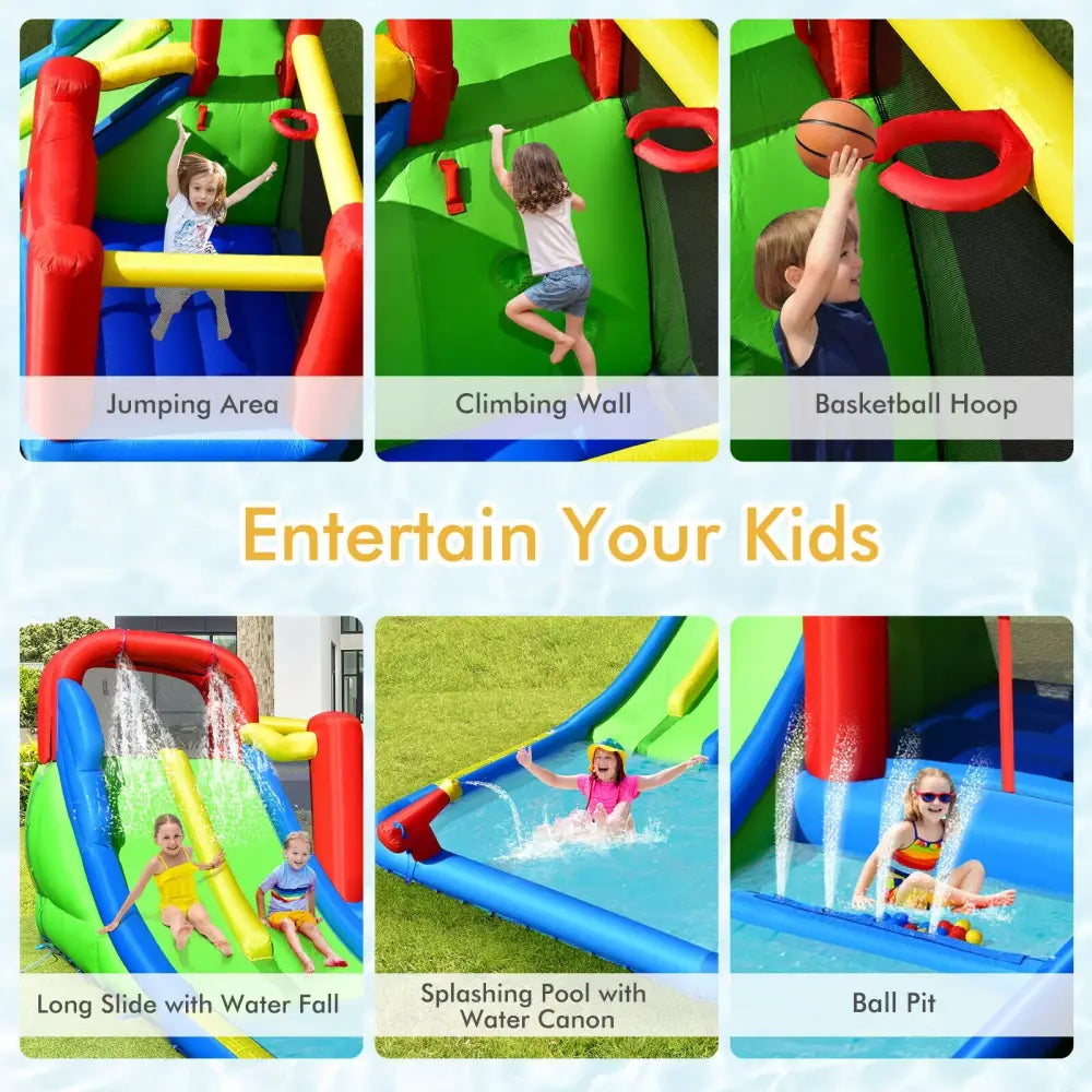 Inflatable Water Slide with Ocean Balls for Kids without Blower - Inflatable Water Slides