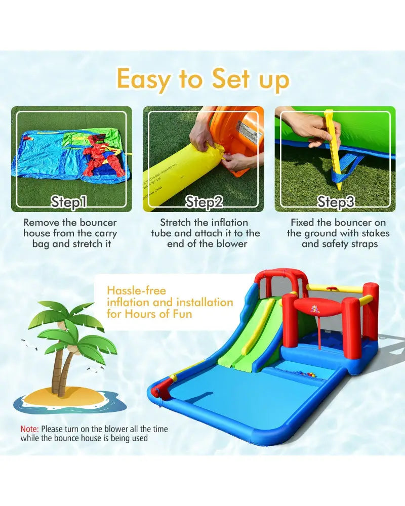 Inflatable Water Slide with Ocean Balls for Kids without Blower - Inflatable Water Slides