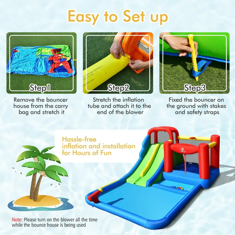 Inflatable Water Slide with Ocean Balls for Kids without Blower - Inflatable Water Slides