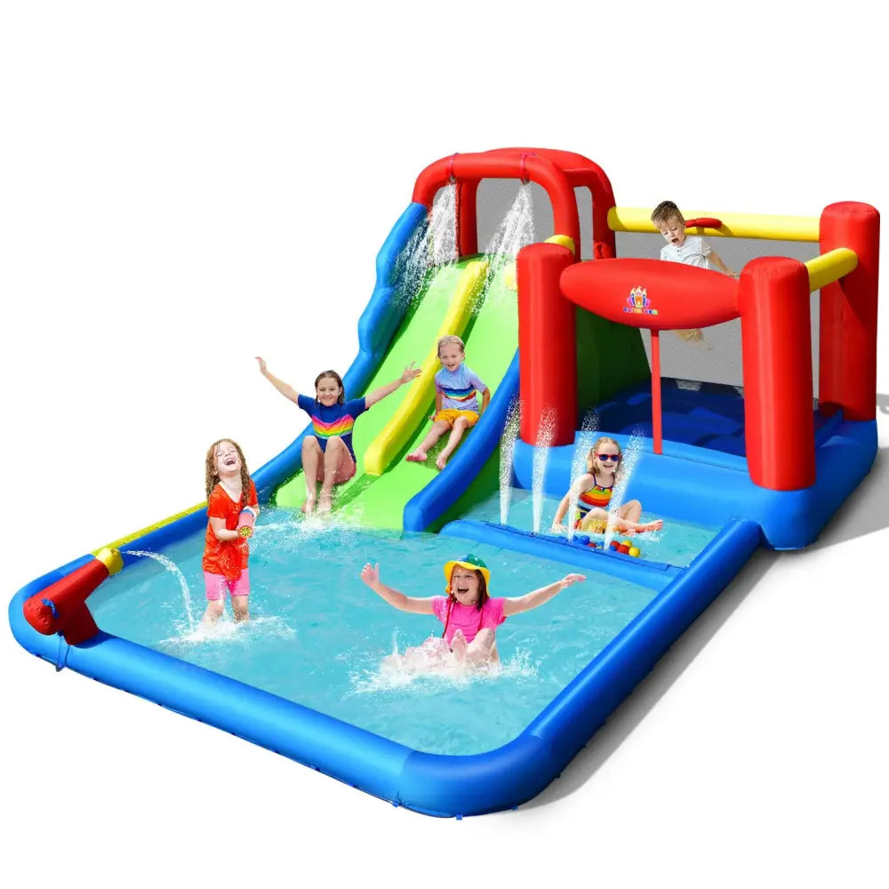 Inflatable Water Slide with Ocean Balls for Kids without Blower - Inflatable Water Slides