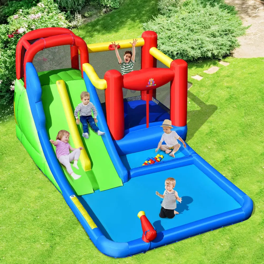 Inflatable Water Slide with Ocean Balls for Kids without Blower - Inflatable Water Slides