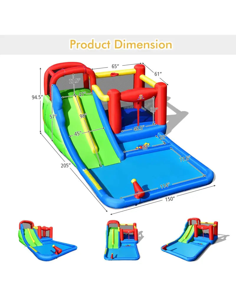 Inflatable Water Slide with Ocean Balls for Kids without Blower - Inflatable Water Slides
