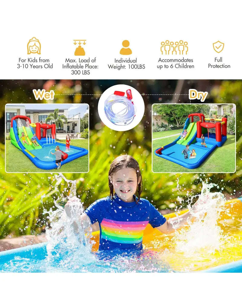 Inflatable Water Slide with Ocean Balls for Kids without Blower - Inflatable Water Slides