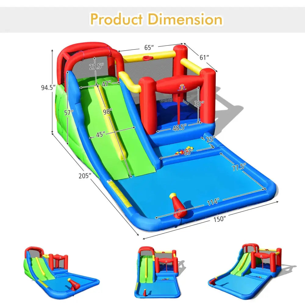 Inflatable Water Slide with Ocean Balls for Kids without Blower - Inflatable Water Slides