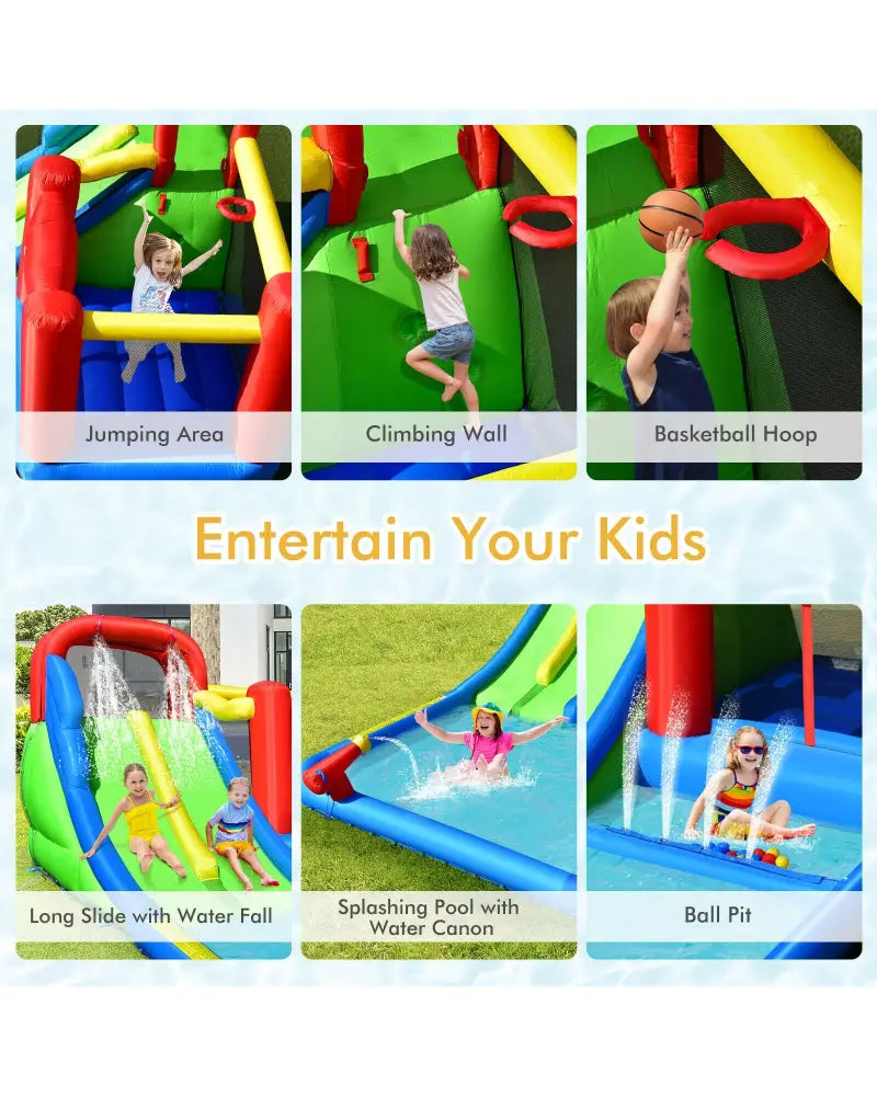 Inflatable Water Slide with Ocean Balls for Kids without Blower - Inflatable Water Slides