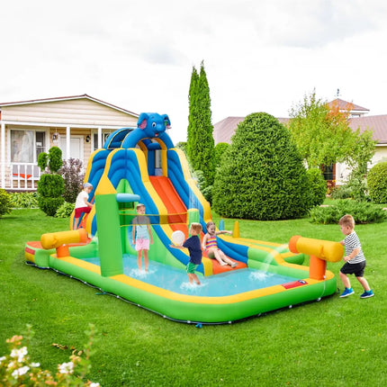 Inflatable Water Slide with Splash Pool and Climbing Wall for Oudoor Indoor without Blower - Multicolor - Outdoor Play