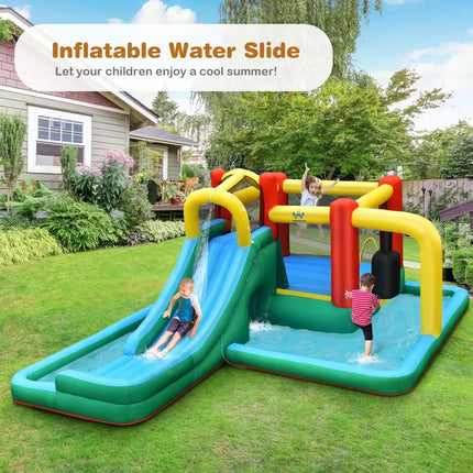 Inflatable Water Slide with Splash Pool Water Park and 680W Blower - Inflatable Water Slides