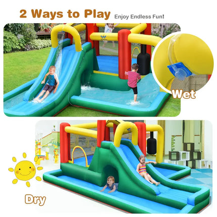 Inflatable Water Slide with Splash Pool Water Park and 680W Blower - Inflatable Water Slides