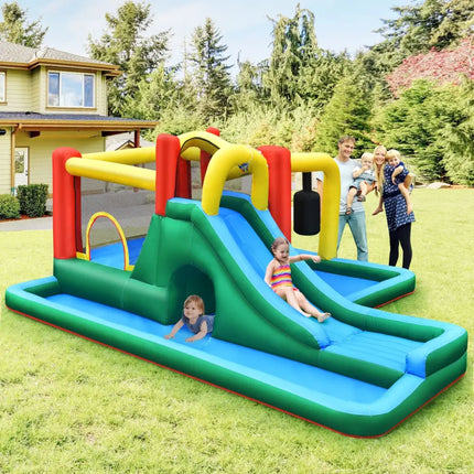 Inflatable Water Slide with Splash Pool Water Park and 680W Blower - Inflatable Water Slides