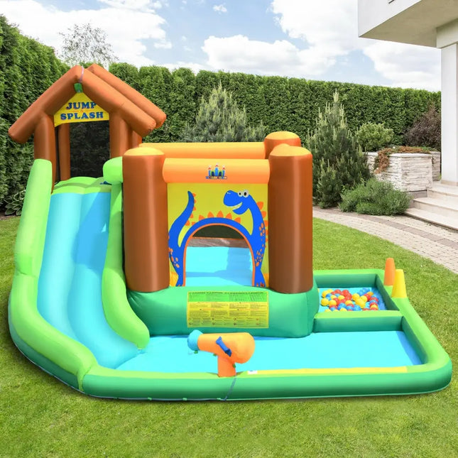 Inflatable Waterslide Bounce House Climbing Wall Ball Pit with Blower - Inflatable Water Slides