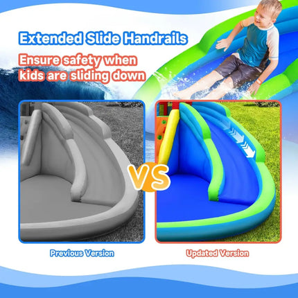 Inflatable Waterslide Bounce House with Upgraded Handrail without Blower - Blue - Inflatable Water Slides