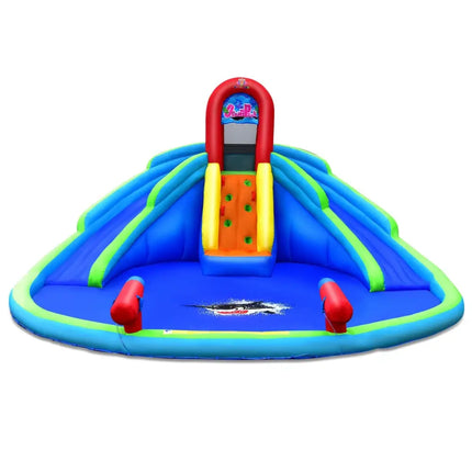 Inflatable Waterslide Bounce House with Upgraded Handrail without Blower - Blue - Inflatable Water Slides