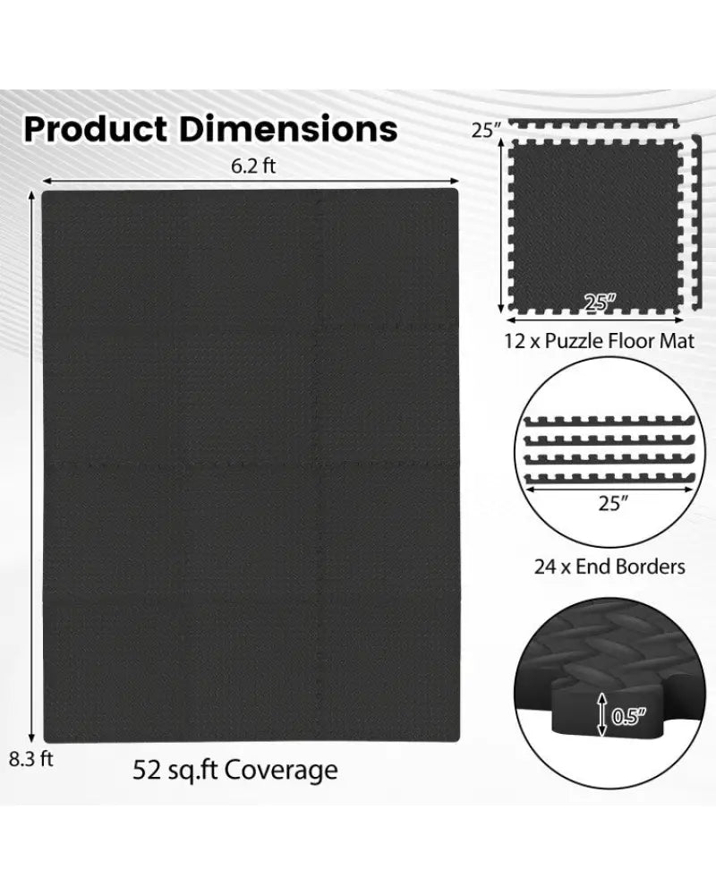 Inflation Free Boxing Set and 12Pcs 1/2’’ Puzzle Exercise Mat - Boxing & Martial Arts