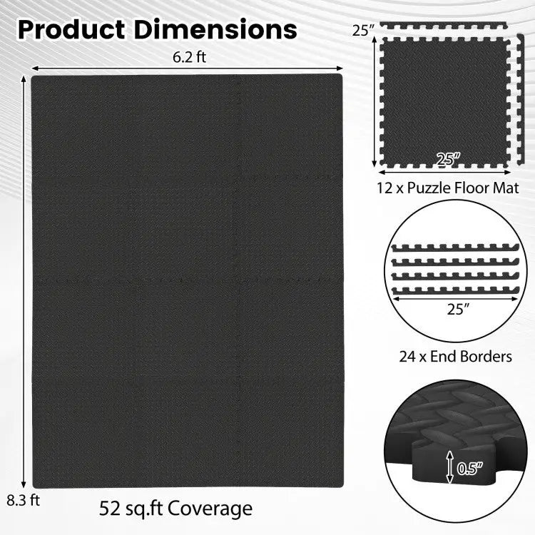 Inflation Free Boxing Set and 12Pcs 1/2’’ Puzzle Exercise Mat - Boxing & Martial Arts