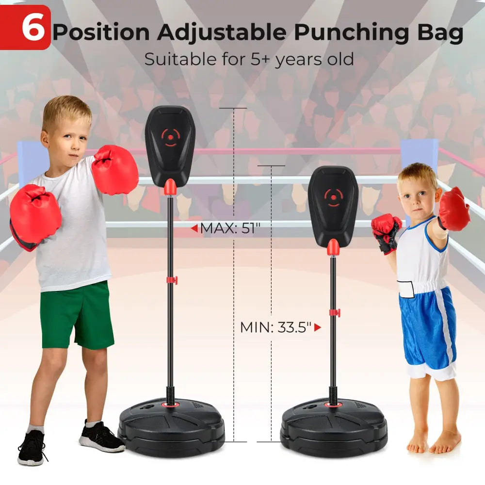 Inflation-Free Boxing set with Punching Bag and Boxing Gloves Quick Rebound Design for 5+ Years Old Kids - Boxing &