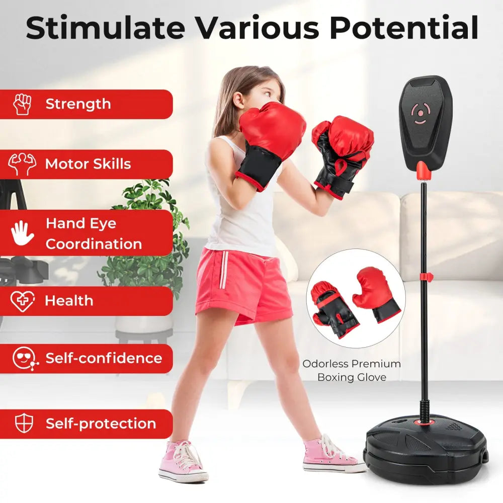 Inflation-Free Boxing set with Punching Bag and Boxing Gloves Quick Rebound Design for 5+ Years Old Kids - Boxing &