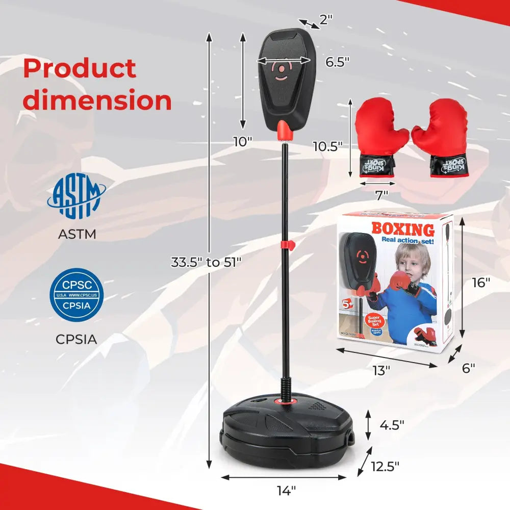 Inflation-Free Boxing set with Punching Bag and Boxing Gloves Quick Rebound Design for 5+ Years Old Kids - Boxing &