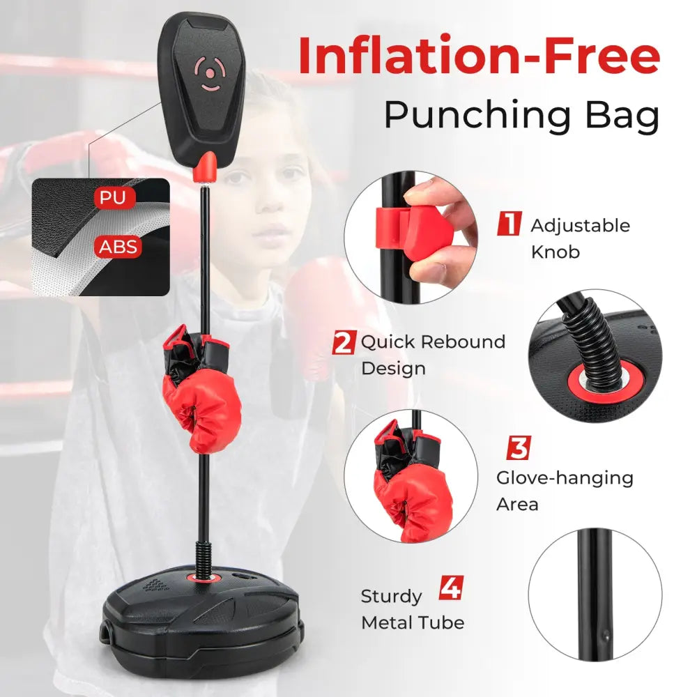 Inflation-Free Boxing set with Punching Bag and Boxing Gloves Quick Rebound Design for 5+ Years Old Kids - Boxing &