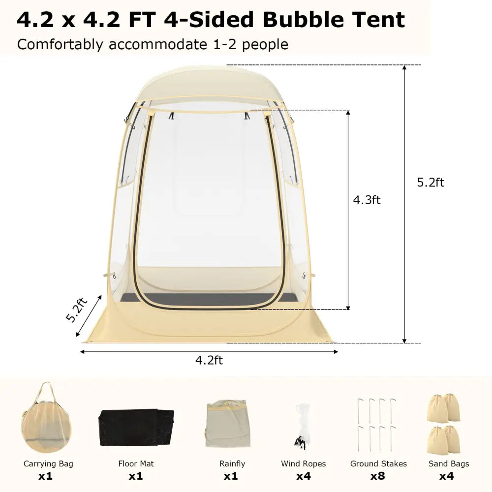 Instant Pop up Sports Tent with Carrying Bag and Floor Mat for 1-2/5-6 People-S - Tents