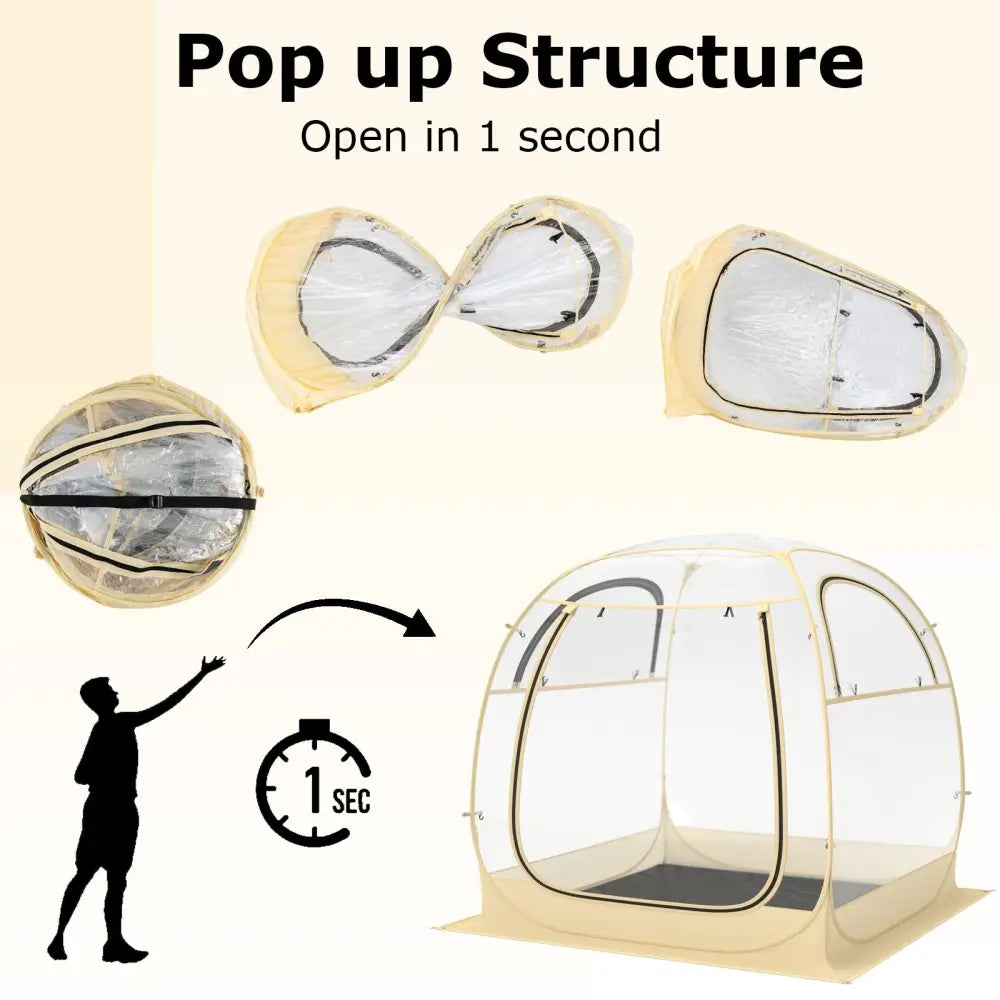 Instant Pop up Sports Tent with Carrying Bag and Floor Mat for 1-2/5-6 People-M - Beige - Tents