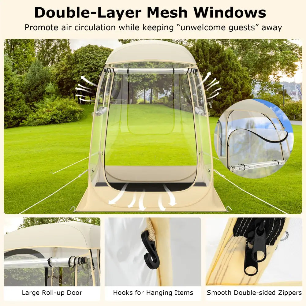 Instant Pop up Sports Tent with Carrying Bag and Floor Mat for 1-2/5-6 People-S - Tents