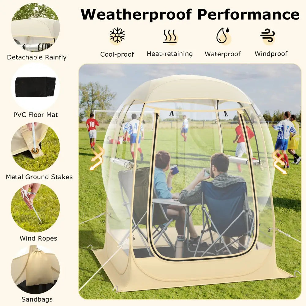 Instant Pop up Sports Tent with Carrying Bag and Floor Mat for 1-2/5-6 People-S - Tents