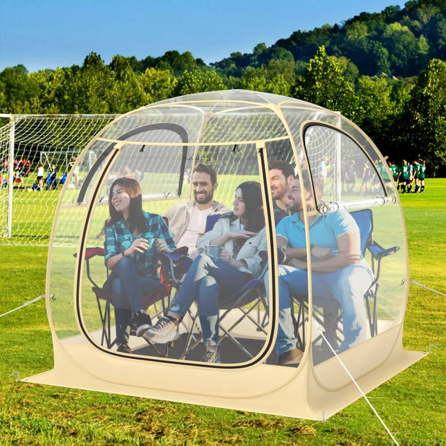 Instant Pop up Sports Tent with Carrying Bag and Floor Mat for 1-2/5-6 People-M - Beige - Tents