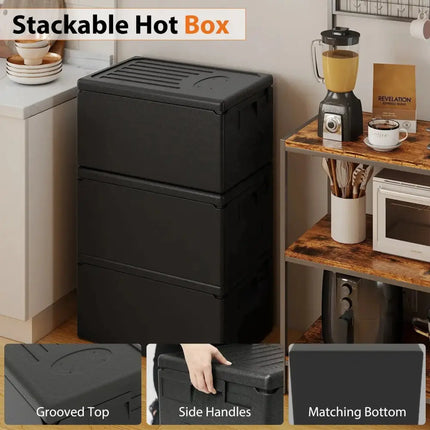 Insulated Food Pan Carrier 49 Qt Top Load Stackable Hot Box with Built-in Handles Costway