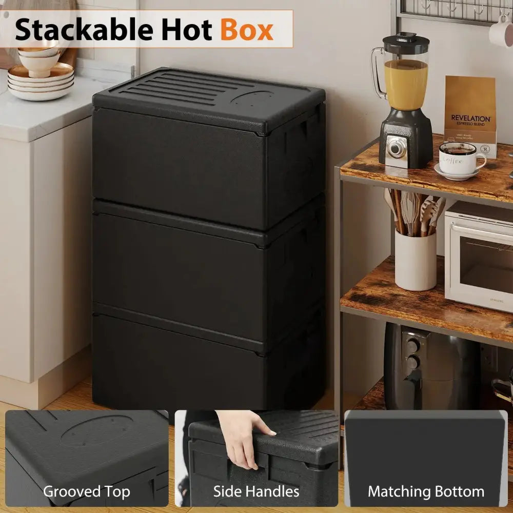 Insulated Food Pan Carrier 49 Qt Top Load Stackable Hot Box with Built-in Handles Costway