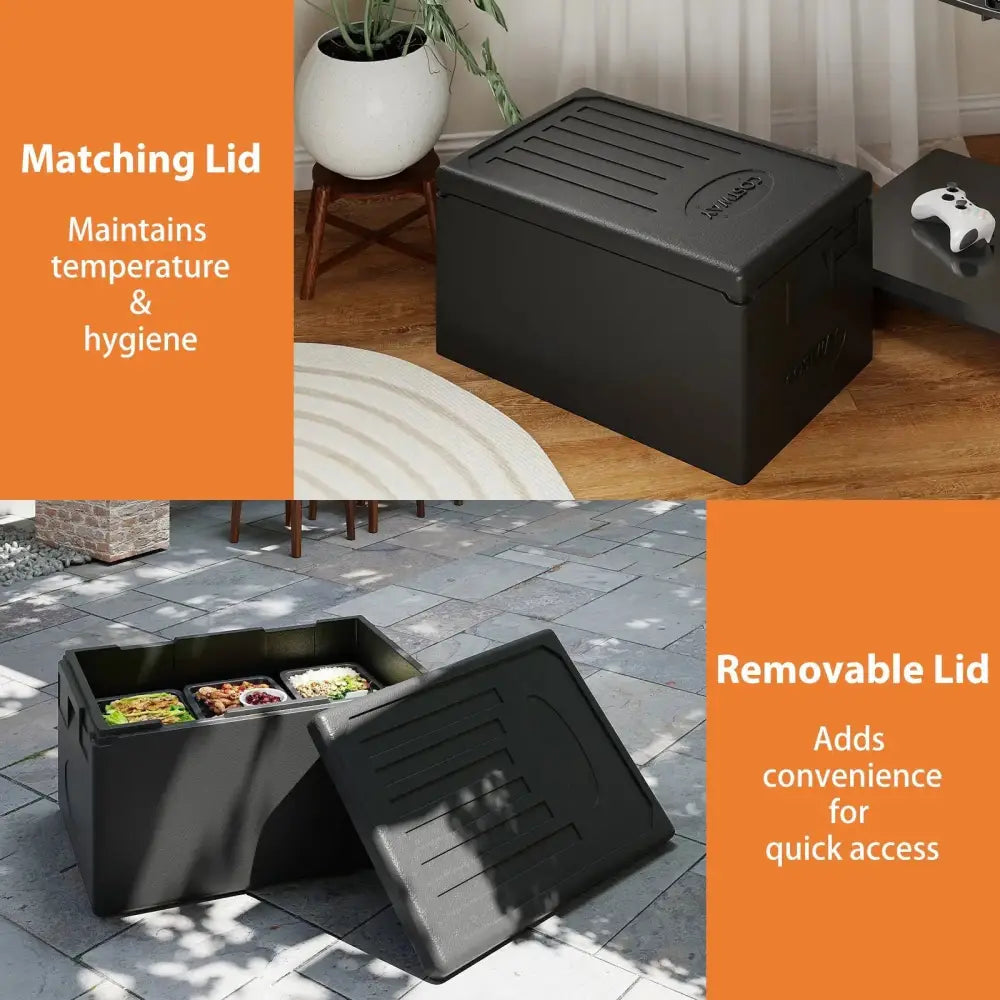 Insulated Food Pan Carrier 49 Qt Top Load Stackable Hot Box with Built-in Handles Costway