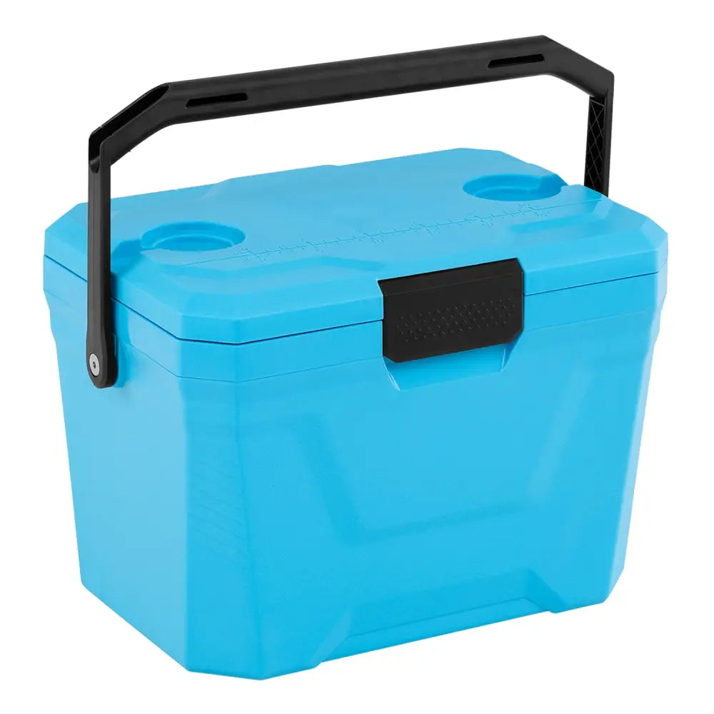 Insulated Portable Cooler Hard Shell Ice Chest with 2 Cup Holders-Blue - Blue - Coolers