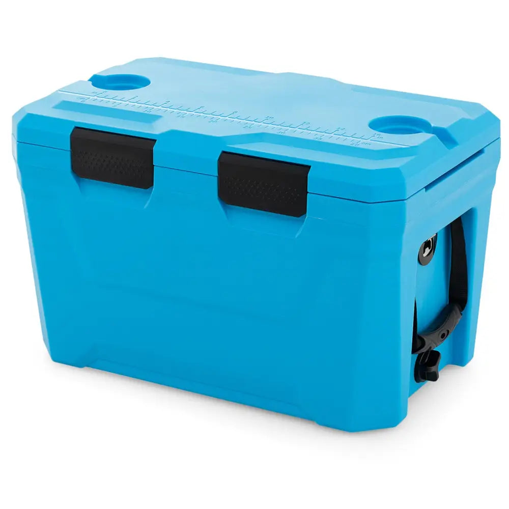 Insulated Portable Cooler Hard Shell Ice Chest with 2 Cup Holders Bottle Opener and Drain Plug-Blue - Blue - Coolers