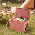 Insulated Portable Cooler Hard Shell Ice Chest with 2 Cup Holders Bottle Opener and Drain Plug-Pink - Pink - Coolers