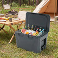 Insulated Portable Cooler Hard Shell Ice Chest with 2 Cup Holders Bottle Opener and Drain Plug-Gray - Gray - Coolers