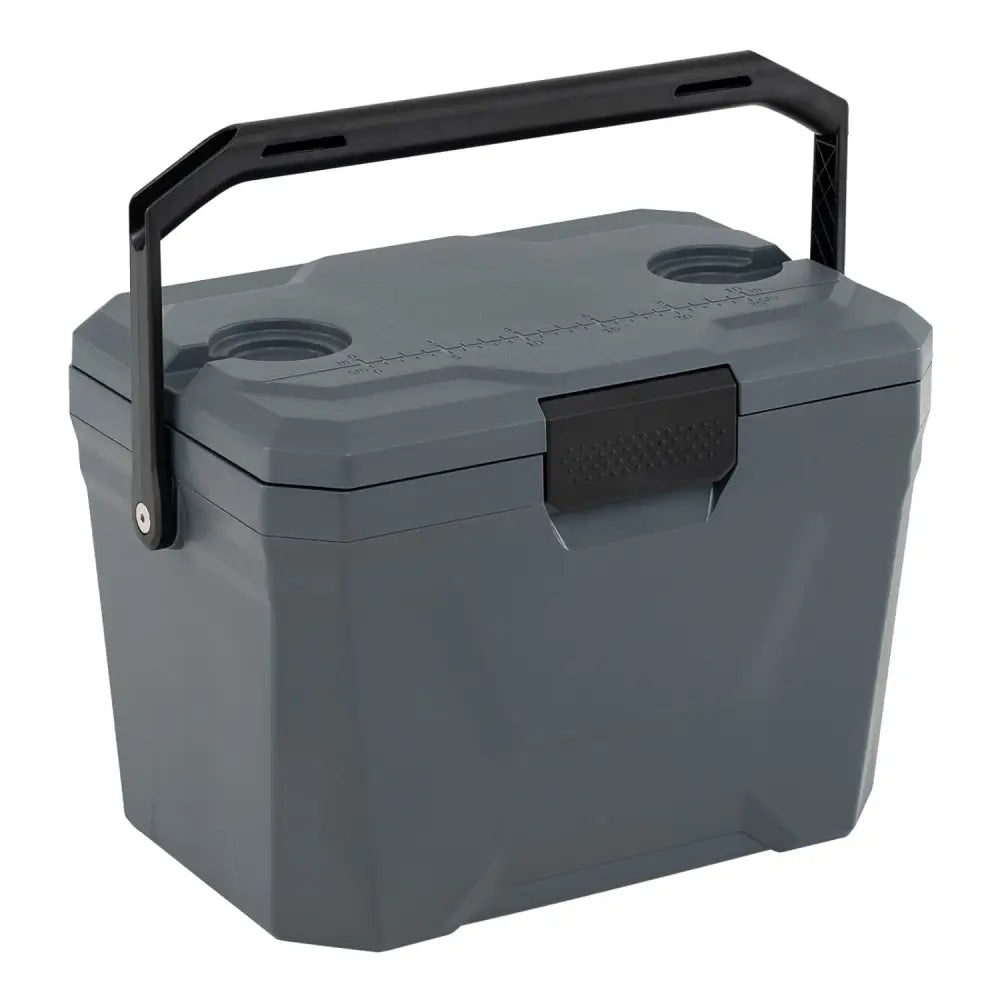 Insulated Portable Cooler Hard Shell Ice Chest with 2 Cup Holders-Gray - Gray - Coolers